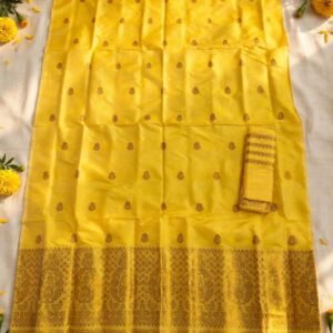 Handloom Yellow Mulberry Silk Saree