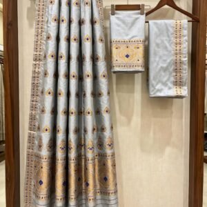 Silver Grey Mulberry Silk Mekhela