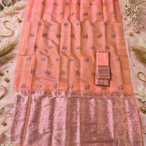 Handloom Pastel Peach Mulberry Mekhla Sador